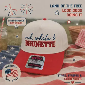 Red White & Brunette Patriotic Trucker Hat for Women | 4th of July Americana Baseball Cap,Cute Patriotic USA Country Girl Summer Snapback Independence Day trucker Hat, Hats For Women,