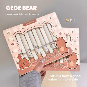 Gege Bear 6-Piece 'Party Ready' Velvet Lip Mousse Set - Soft-Matte Lipstick with Rich Pigmentation & A Velvety Finish