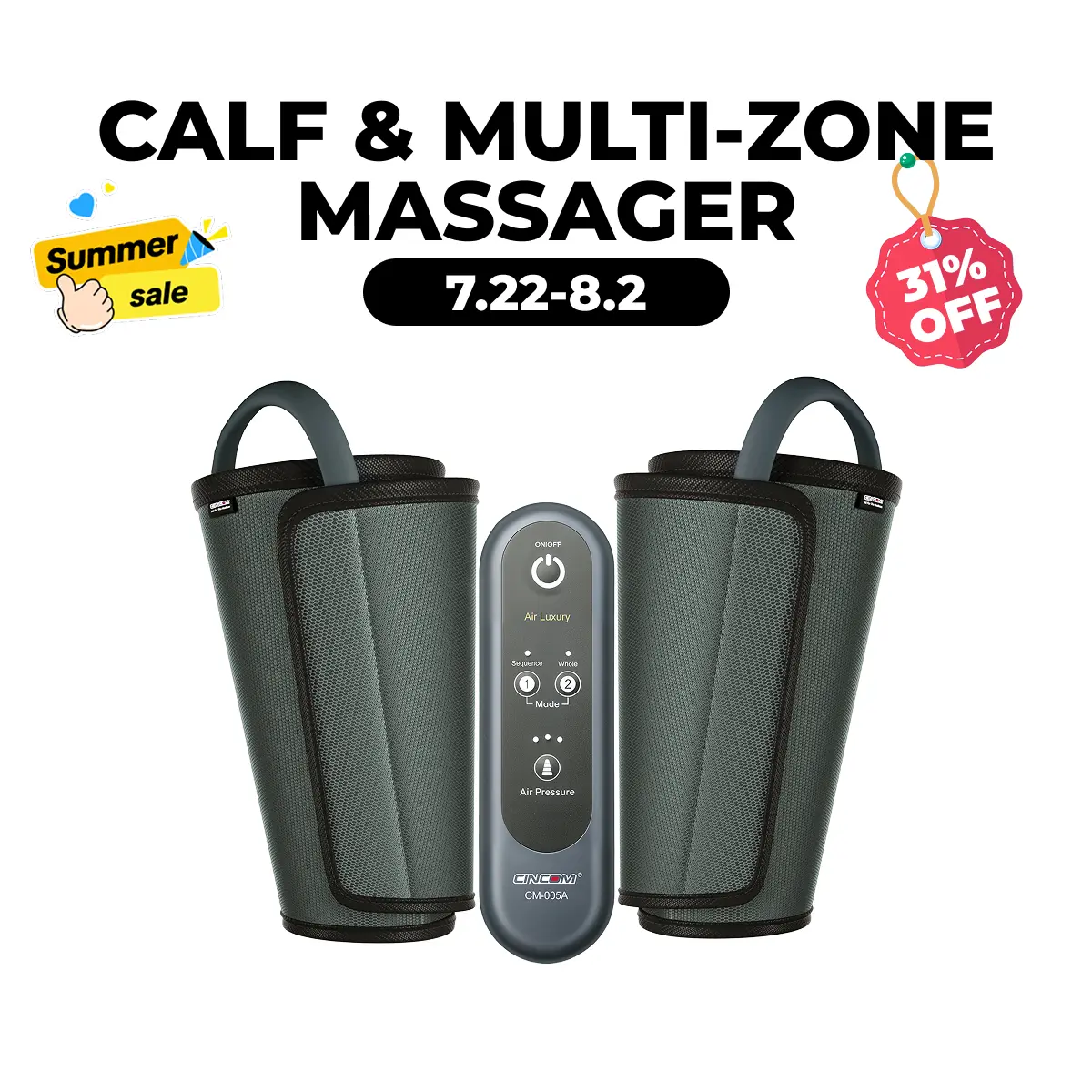 CINCOM Calf Massager - Multi-Target, Portable, Vibration Massage Device with Adjustable Fit, Customized Settings for Optimal Relaxation, Ideal Gift for Mother's Day, Birthdays, Multi-Target Massage Devices, Portable Massage Devices,summerwins