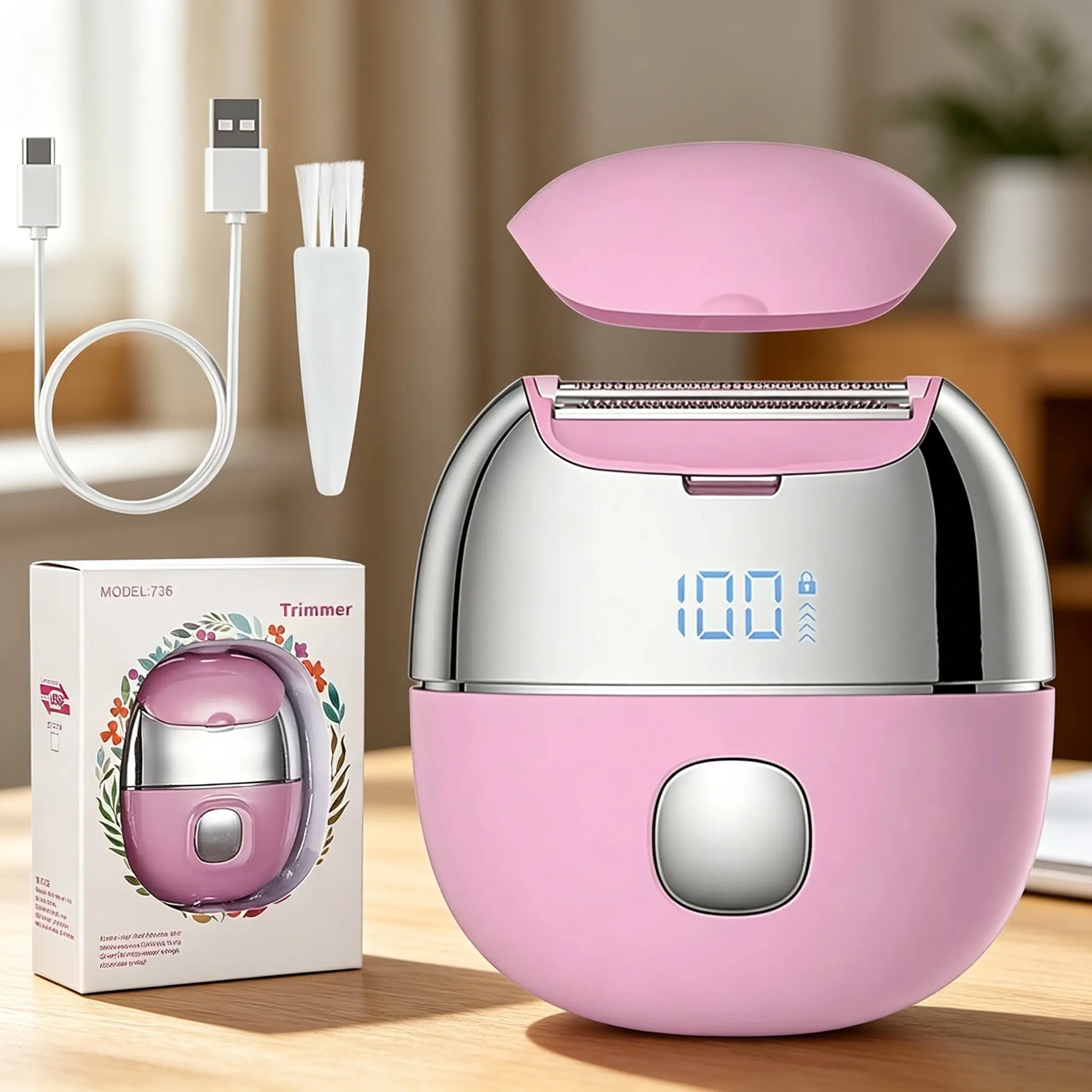 3-In-1 Electric Women's Shaver, Cordless Rechargeable Lady Razor, Curved Straight Foil Blades, Gentle Hair Removal Tool for All Skin Types