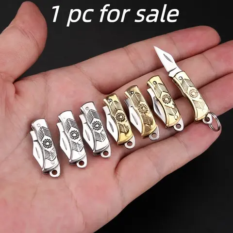 Mini Copper Folding Knife Keychain, Portable Pocket Knife, Compact Design, Perfect Gift for Fishing, Edc, Daily Use, Folding Pocket Knives, Portable Folded Knives