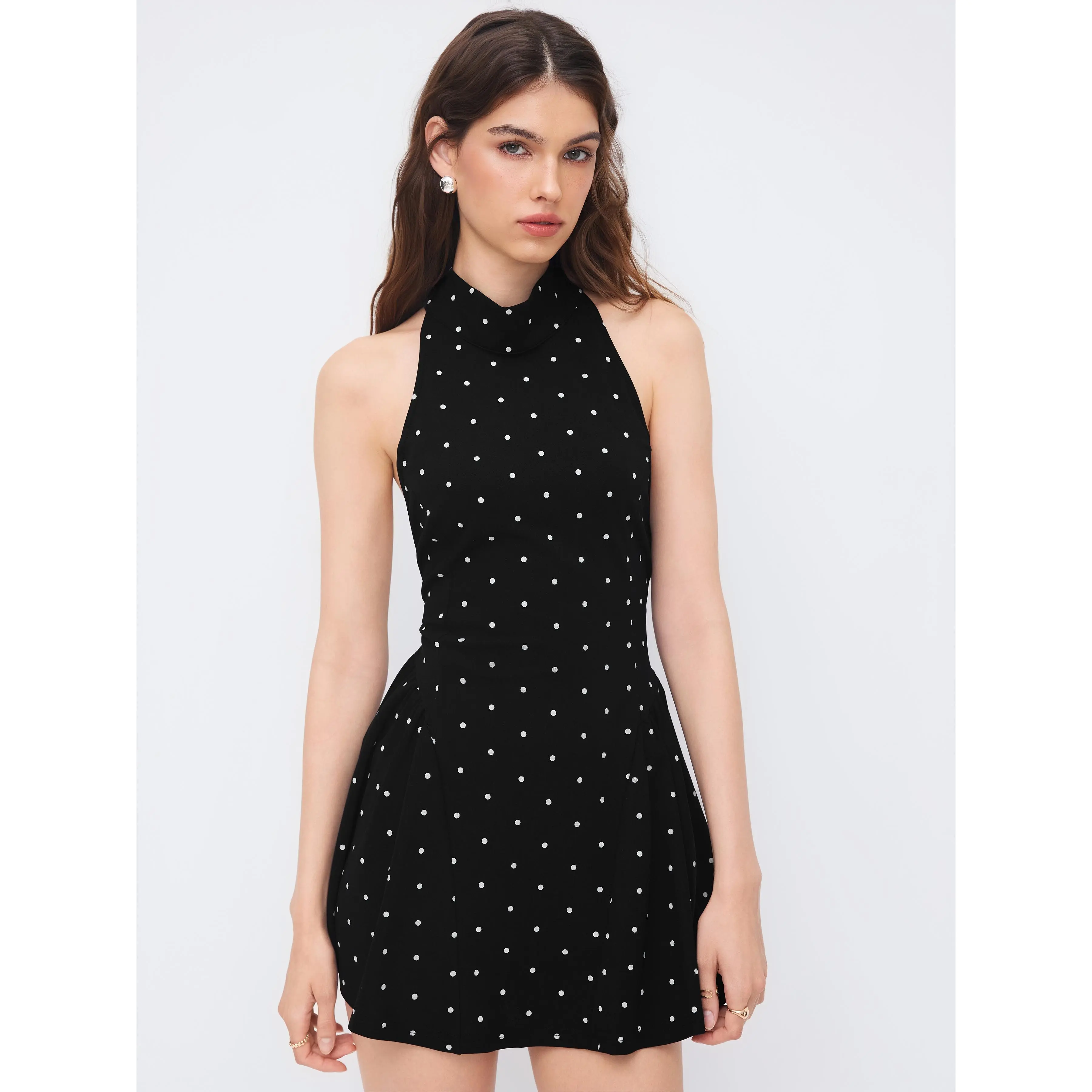 Cider Halter Neckline Polka Dot Backless Ruffle Mini Dress SwimWeek -  TikTok Shop