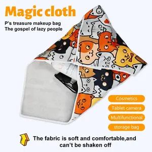 [valentinesdaygift] AKLLCCR Magic Cloth Multifunctional Storage Cloth Self-Adhesive Travel Cosmetic Organizer Bag for Camera Tablet & Ipad Protective Soft Comfortable Fabric,  Pet Cleaning Fixing Bag, Folding Self-Adhesive, Anti-Scratch & Bite