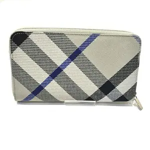 Pre-owned BURBERRY Polyester Small Leather Goods Check Long Zip Wallet