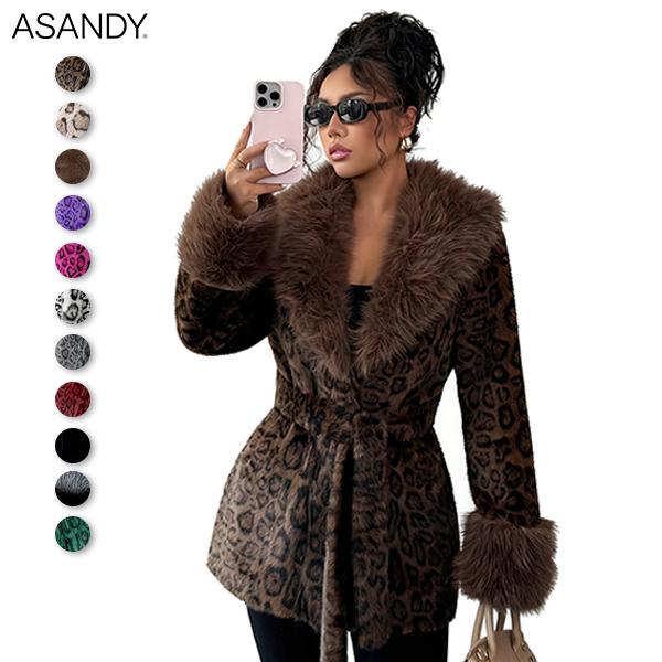 ASANDY Women’s Winter Lace-Up Leopard Print Faux Fur Coat Elegant Synthetic Leather Jacket Warm & Fashionable Outdoor Sports Coat Suitable for Cold Weather Suitable for Both Autumn and Winter ASANDY Women’s Winter Lace-Up Leopard Print Faux Fur Coat Elegant Synthetic Leather Jacket Warm & Fashionable Outdoor Sports Coat Suitable for Cold Weather Suitable for Both Autumn and Winter