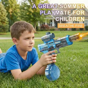 Rechargeable Electric Water Blaster for Children and Adults, Transparent Automatic Squirt Gun with LED Lights and Splash Sound Effects, Long-Range Summer Outdoor Pool & Beach Toy for Boys and Girls