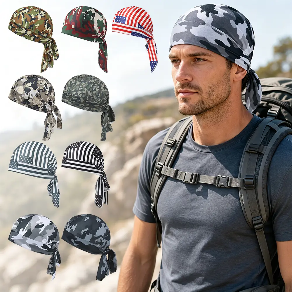 Unisex 9-Pieces Cooling Head Wraps - Sweat-Wicking Fabric Skull Caps, Helmet Liners, Quick-Dry Sunshades with Cooling Effect for Outdoor Activities
