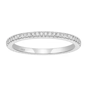 2mm 925 sterling silver wedding ring, cubic zirconia, eternal stackable engagement ring, Christmas gift