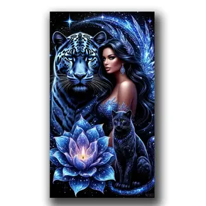 Large Size Tiger 5D DIY Diamond Painting Kits for Adults, Full Diamond Mosaic Craft Kits,Fantasy 5D Diamond Art Kits for Beginner,Gem Art and Crafts,Diamond Dots for Home Decor,15.7x31.5inch