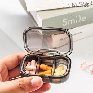 Portable Mini Pill Organizer, Travel Medicine Box with 3 Compartments, Compact and Clear Pill Box for Daily Am/pm Medication Storage, Supplement Organizer