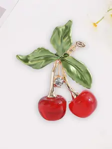 Creative 3D Cherry Enamel Brooch, Unique Cherry Design, Stylish Personalized Pin for Women, Durable Accessory for Jackets or Bags, Unique Gift Idea