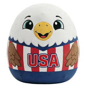 Cartoon Patriotic Eagle Plush Pillow, USA Eagle Stuffed Animal Toy, Cute American Flag Bald Eagle Plush Cushion for Fans Collectors And Holiday Decor