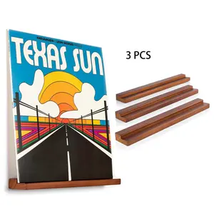 3 Vinyl Record Wall Mounts, Elegant Wooden Display Rack, Display Holder, Fits Any Size Records, Single Layer, Made in China, Display Shelf