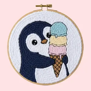 DIY Punch Needle Kits for Beginners with Hoop Punch Needle Starter Craft Embroidery Set Easy for Adults and Children Festival Gift and Decoration 20x20cm