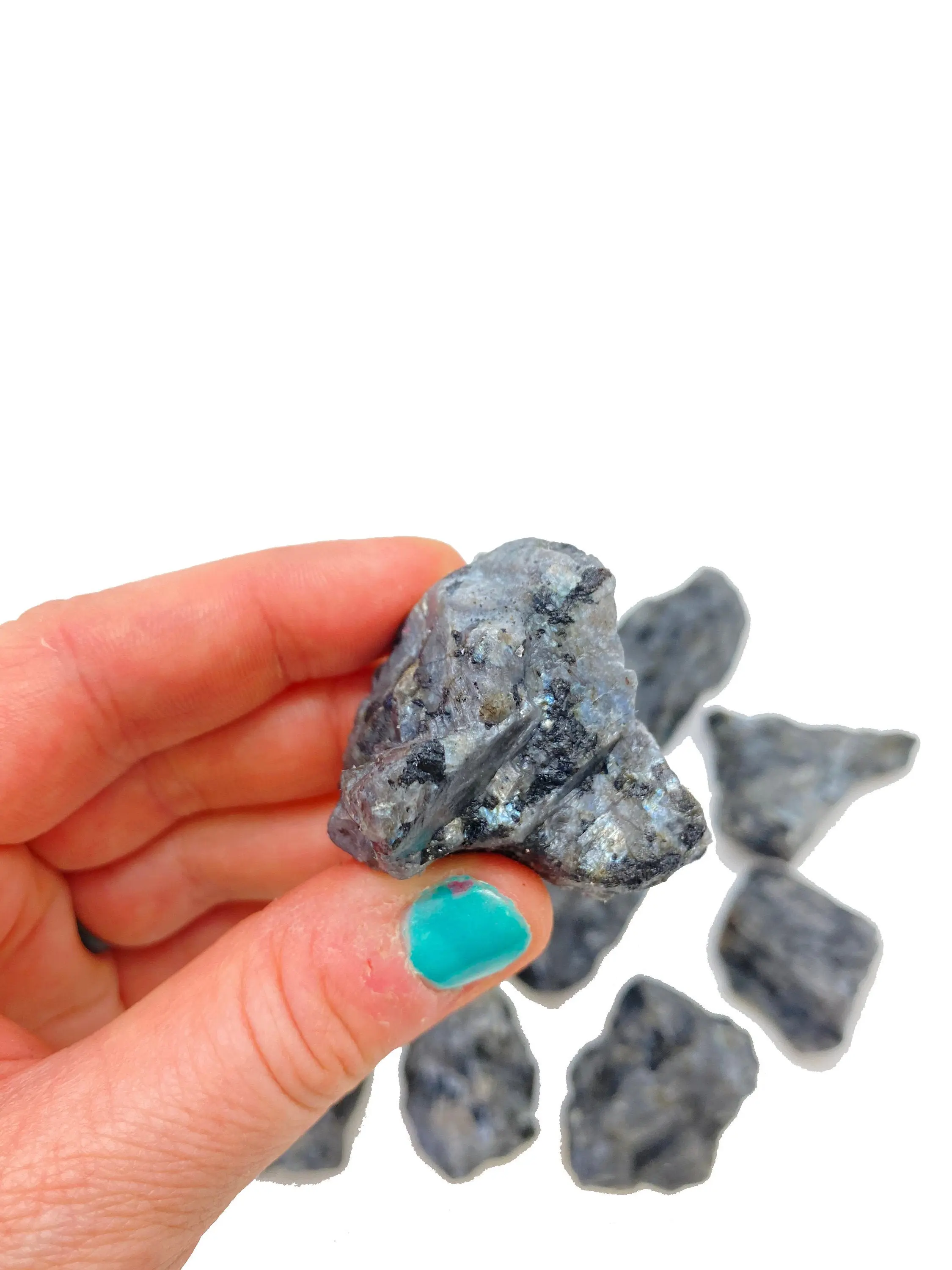 New Moon Beginnings Raw Larvikite Stone - Natural Gray Color with Unique Mineral Features