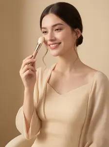 Professional Double-Ended Foundation Brush Round & Angled Vegan Synthetic for Flawless Application Blending Liquids Powders Creams Blush Dense Soft Bristles Non-Irritating Eco-Friendly