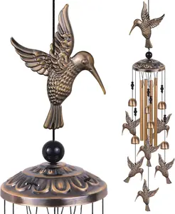 Outdoor Hummingbird Wind Chimes, Hummingbirds Bronze Wind Chimes,  Wind Chime, Hummingbird Wind Bell Gifts for Women, for Home, Garden, Indoor, Outdoor Decoration, Garden Wind Chime
