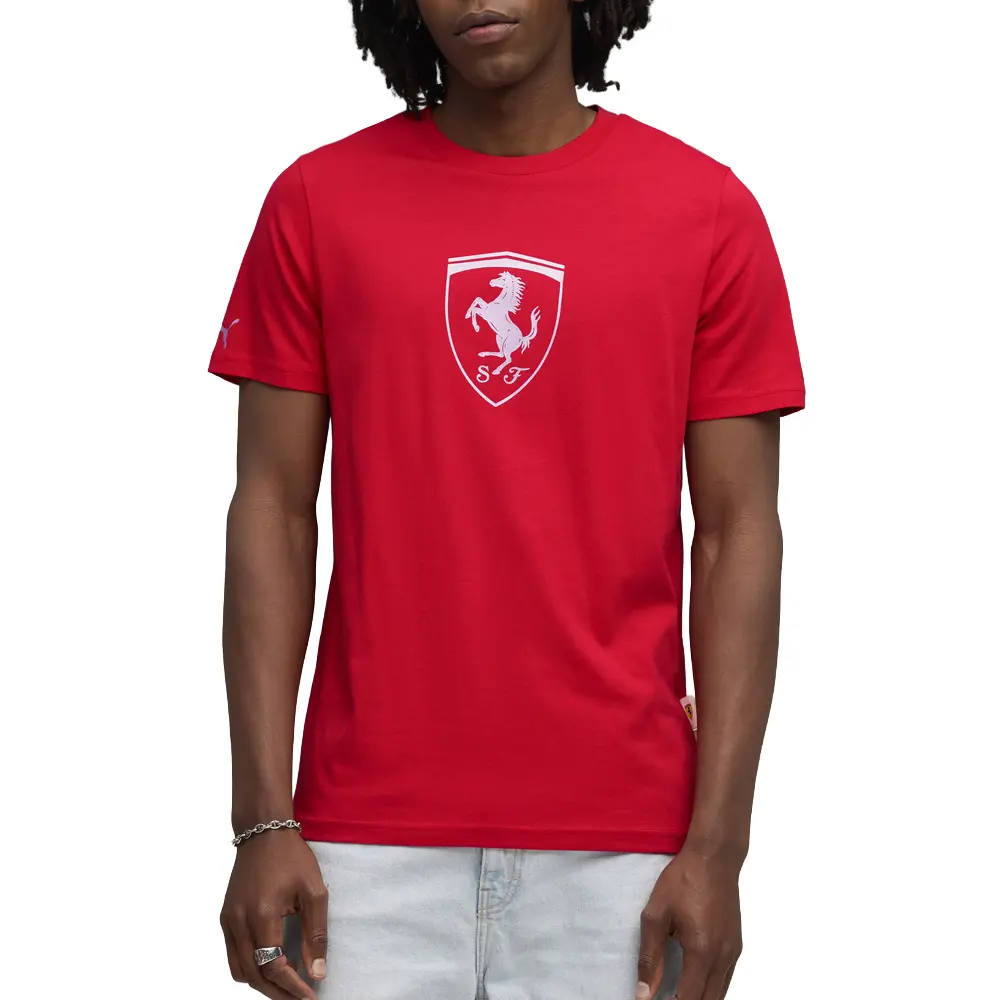 PUMA Mens Scuderia Ferrari Sportswear Tonal Shield Logo Crew Neck Short ...