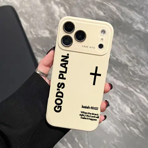 God'S Plan Phone Case Skin-Friendly Touch Lens Protect, Dopamine Aesthetic Cover for Apple iPhone 17, 16, 15, 14, 13, 12, Durable Smartphone Accessory Casing