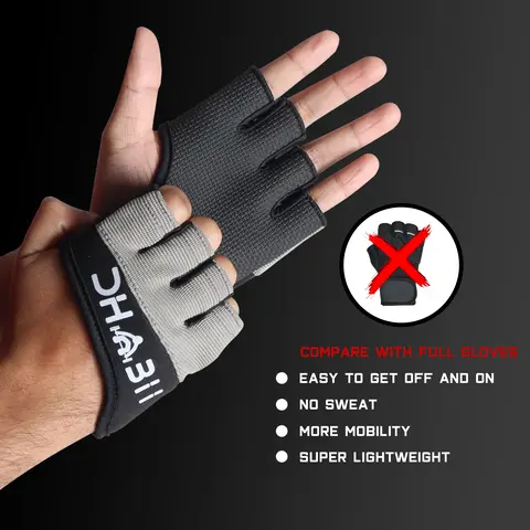 Dhabii Men's Half Finger Exercise Gloves - Anti-Skid Weight Lifting Gloves, Callus Prevention, Lightweight Half-Palm Control, for Gym Workouts