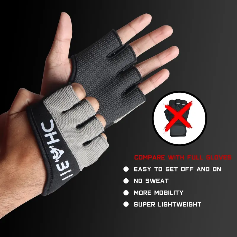 Dhabii Men's Half Finger Exercise Gloves - Anti-Skid Weight Lifting Gloves, Callus Prevention, Lightweight Half-Palm Control, for Gym Workouts