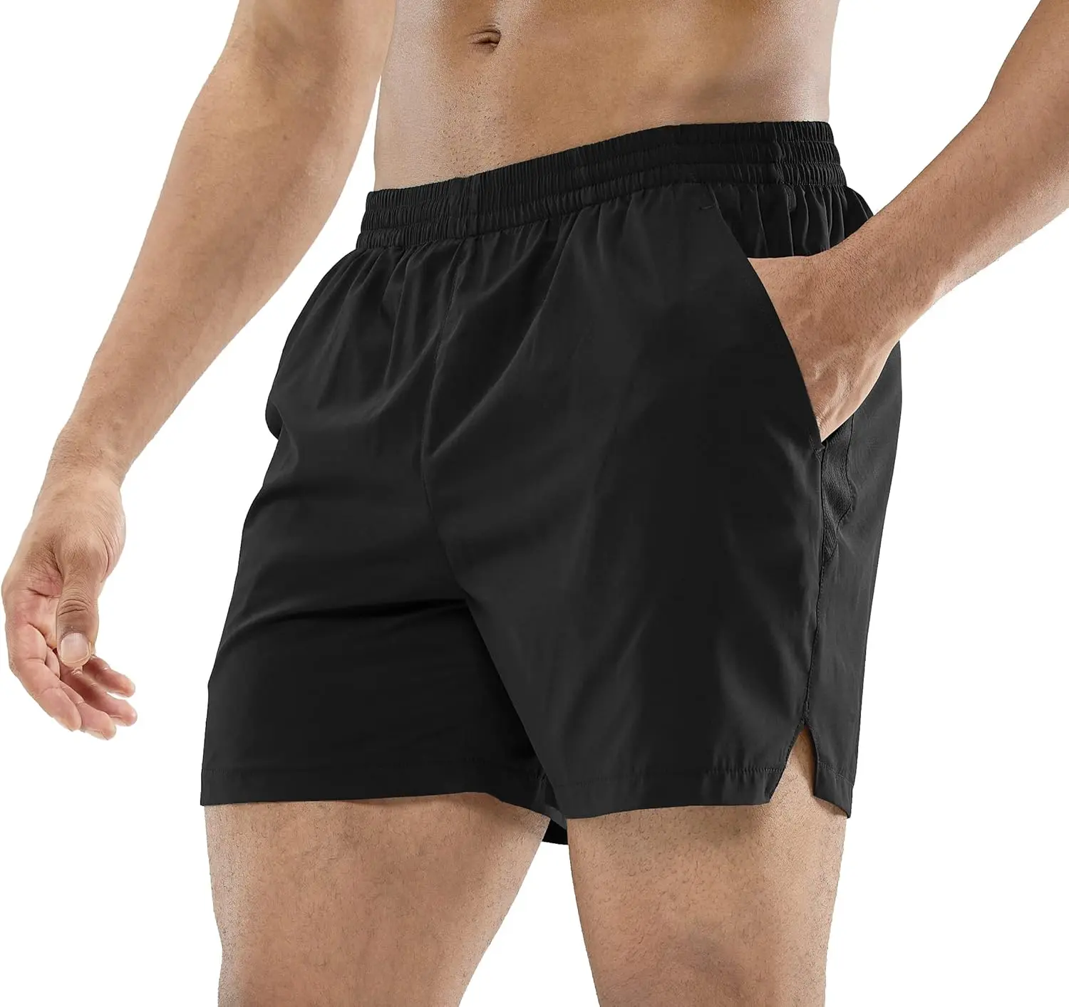 Men's 5 Inch Inseam Running Shorts, Quick-Dry with Pockets | Workout, Athletic, Lightweight Breathable Fabric, Soft Elastic Waist, Inner Drawstring, Side Split, Machine Washable