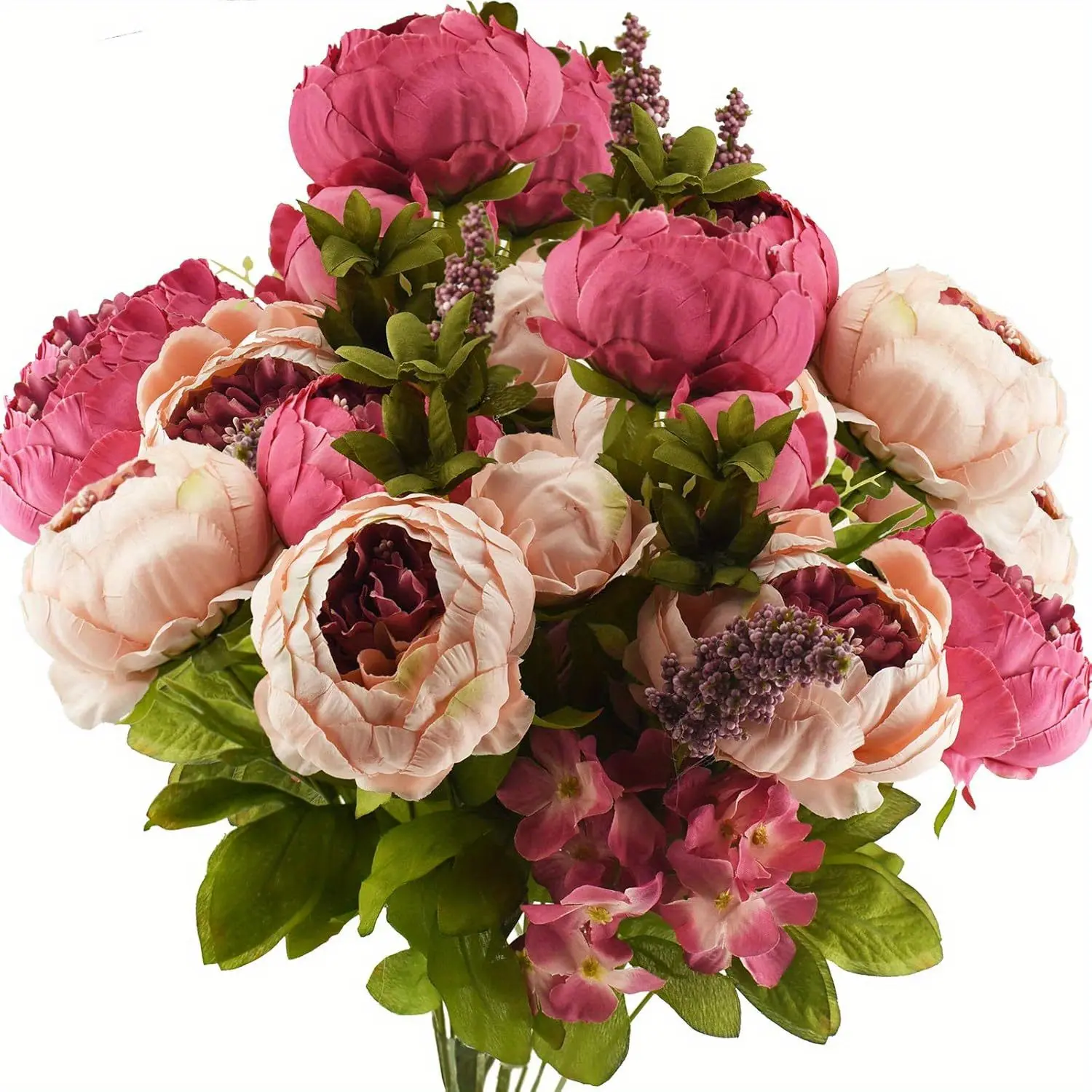 [Real Touch Peonies] 1pc Large Real Touch Artificial Peonies - 1pc 13 Stems Peony for Wedding Bouquets, Bridal Arrangements, Christmas & Party Centerpieces, Indoor/Outdoor Home Decor