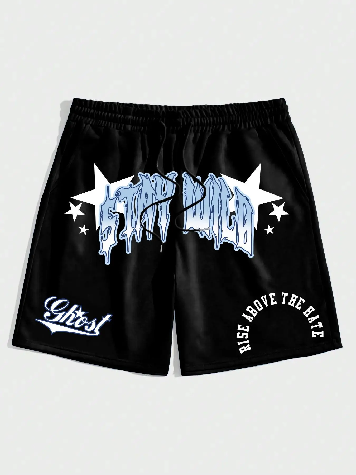 Men's Letter & Star Print Drawstring Waist Shorts, Graphic Print Shorts, Regular Fit Casual Comfy Breathable Shorts for Summer, Men's Bottoms for Daily Wear