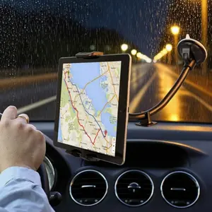 360° Car Windshield Tablet Phone Holder Suction Cup, Flexible Adjustable Cell Phone Mount Windscreen Dashboard Window Smooth Surface Stand for Car SUV Truck Pickup, Universal for 4.7-12" iPad iPhone Samsung Smartphone Cellphone