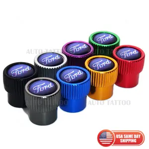 4pcs Gearwheel Style Universal Fit Ford Car Wheels Tire Air Valve Caps Stem Dust Cover 8 Colors
