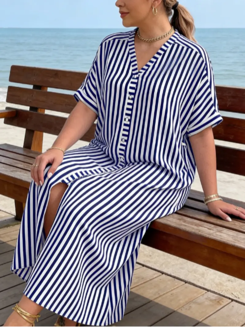 vertical striped dress - TikTok Shop