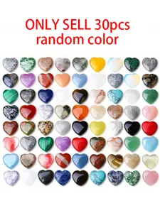 30pcs Natural Peach Heart Decorations, Crystal Heart Shape Natural Stone Jewelry, DIY Accessories, Home Decoration Ornaments