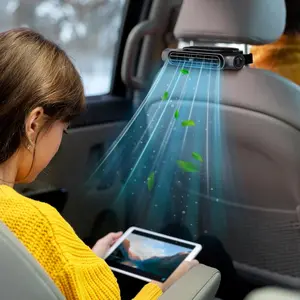 USB Rechargeable Car Seat Cooling Fan for Front Seats, Usb Powered Bladeless Fan, Portable Car Air Conditioner, Front and Rear Seat Car Cooler, High Wind Power Air Conditioner (White)