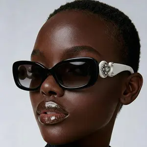 Pre-owned PRADA Crystal Absolute Square Baroque Sunglasses White