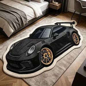 Unique Cool Car Print Rug, Boho Style, Soft Washable, Easy Care, Home Decor for Living Room, Bedroom, Office, Hotel Lobby, Car Shaped Rug