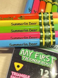 Personalized Engraved Neon My First Ticonderoga Tri-Write #2 Beginner Pencils for Back to School Teacher or Kindergarten Pre-K Gift