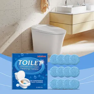Toilet Cleaning Effervescent Tablets (12 Pieces), Daily Home Use, Toilet Stain Removal, Odor Elimination, Bathroom Cleaner, Powerful Cleaning Tablets
