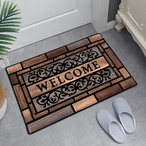Modern Crystal Velvet Geometric Heavy-Duty Door Mat - Non-Slip Backing, Water-Absorbent, Indoor-Outdoor Front Door Entrance Rug