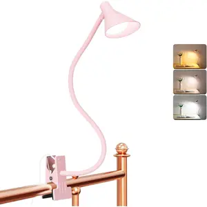 Clip on Light USB Reading Light 3 Color Modes 10 Brightness Levels Eye Care Clamp Light Flexible Gooseneck Dimmable Reading Lamp Clip on Lamp for Bed Headboard Desk Bedside Dorm (Black)