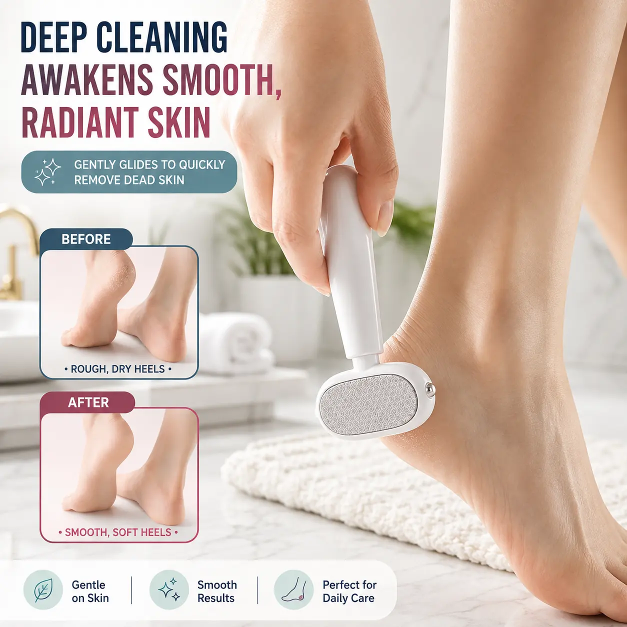 Dual-Sided Foot Callus Remover - Handheld Manual Foot Care Tool with Replaceable Stainless Steel Blade, Safe Heels Exfoliator for Thick Hard Cracked Skin Corns, Callus Remover For Feet