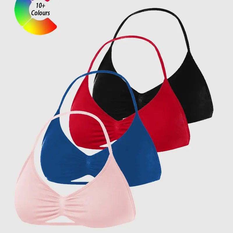 4-Pack Women's Sporty Tank Tops, Sports Bra Vest, Halter Neck Design, Detachable Pads, Ideal for Gym, Yoga, Running, All-Season Wear, Yoga Fitness Sportswear, Workout Compression Bras