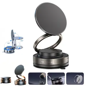 Magnetic Phone Holder 360° Adjustable Foldable Portable Magnetic Phone Holder for Car Gym Mirror Smooth Surface Suction Cup Phone Holder Compatible with All Smartphones Black