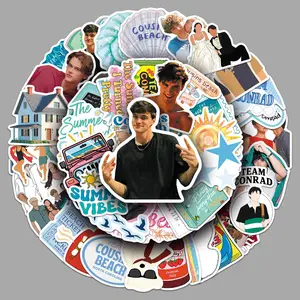 50 Pcs Summer Beauty Stickers, Trendy TV Show Movie Decals, Hot Selling Computer Laptop Desktop Stickers, Fashionable Home Decor