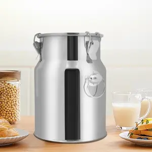 5L/1.32Gallon Stainless Steel Milk Can,Container Milk Jug Wine Pail Bucket Bottle Liquid Container Storage for Grain Wine Liquid,Stainless Steel Sealed Tank