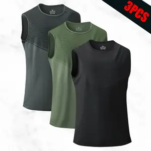 Men's Three-Pack Multi-Color Striped Sleeveless Tank Top Quick-Dry Breathable Crew Neck Fit for Summer Fitness Daily Commute & Casual Travel mens  shapewear  usa fathersdaygift