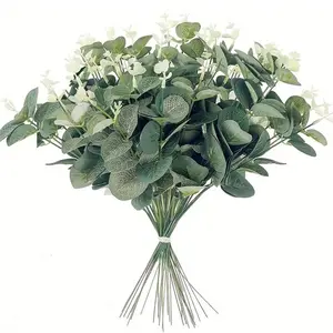 80pcs Artificial Plant Leaves, Realistic Wedding Bridal Bouquet Supplies, Suitable for Eucalyptus & Pothos, Decorative Greenery, Indoor Plants Decor