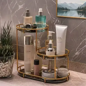 Luxury Bathroom Counter Organizer Rack, Elegant Storage Solution for Toiletries & Cosmetics, Stylish Design for Modern Bathrooms