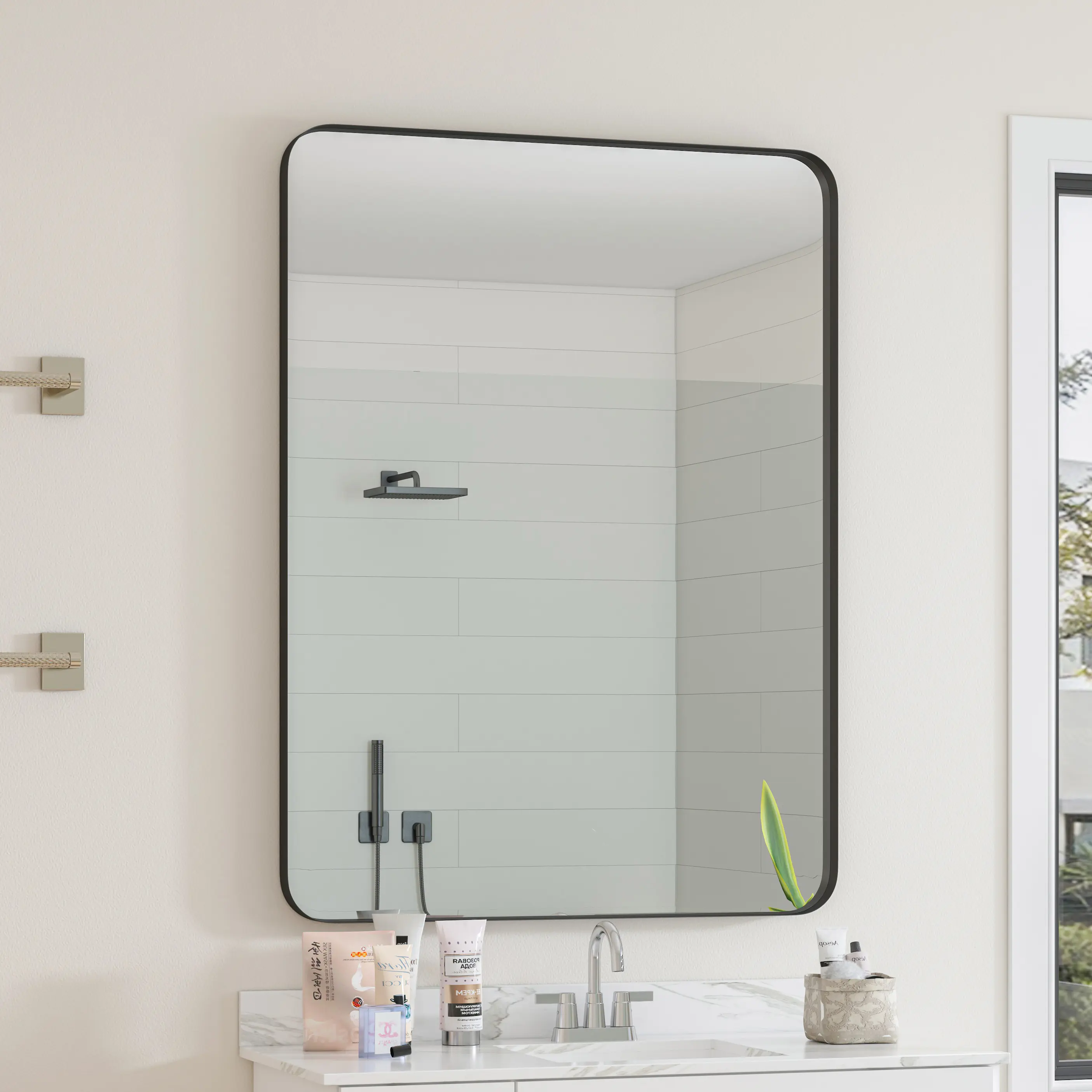 YYDS Wall Mirror 30x40 Inch Black Rectangular Mirror Metal Framed Mirror Vanity Mirror Dressing Mirror, for Bathroom, Living Room, Bedroom Wall Decor