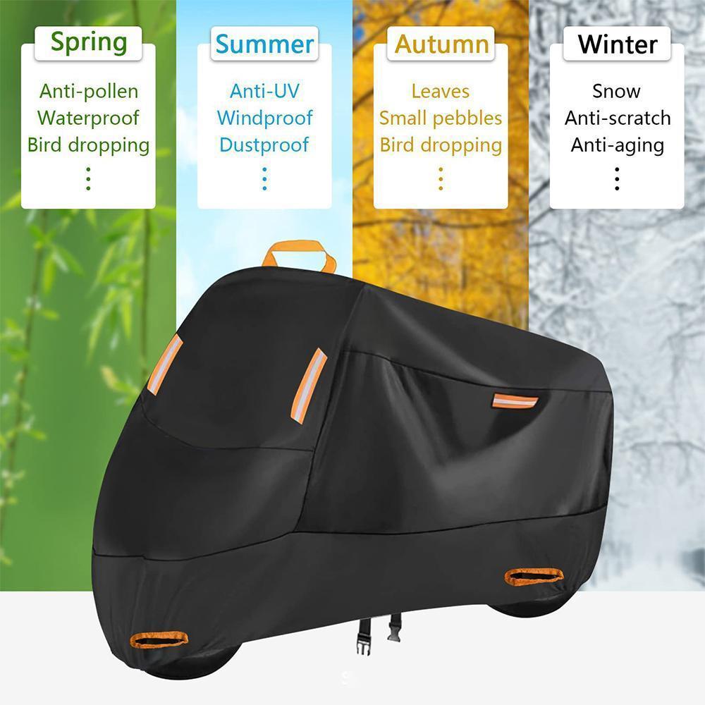 210D Heavy Duty Motorcycle Cover, All Season Durable Waterproof Outdoor Protection Scooter Cover with Keyhole Storage Bag, Rain, Sun, UV Protection 210D Heavy Duty Motorcycle Cover, All Season Durable Waterproof Outdoor Protection Scooter Cover with Keyhole Storage Bag, Rain, Sun, UV Protection