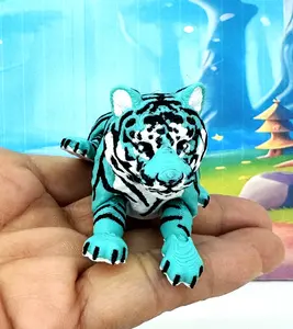 Wesctcoast3d Articulated Tiger 3D Printed Sensory Fidget Toy 6 Inches Executive Desk Toy Wild Animal Decor  AT001-LARGE-TEAL